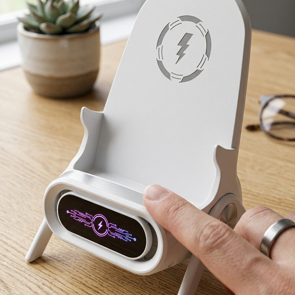 Wireless Charger Stand with Mini Chair Design